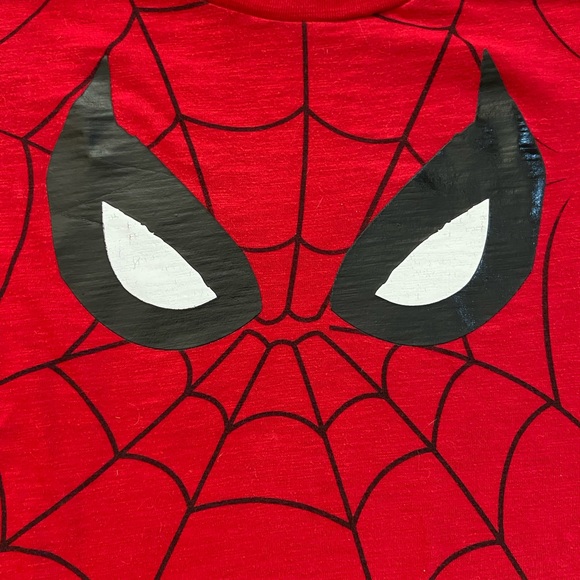 Marvel Spiderman Short Sleeve Tee Red Black 60/40 Cotton Poly Fits Like Kids L - Picture 4 of 4